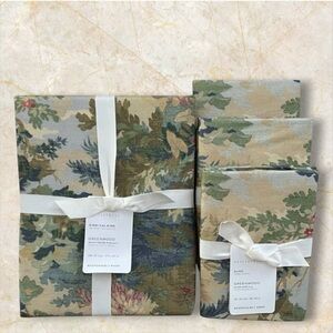 Pottery Barn GREENWOOD Percale King/Cal King Duvet & 3 Euro Shams Multicolor NWT